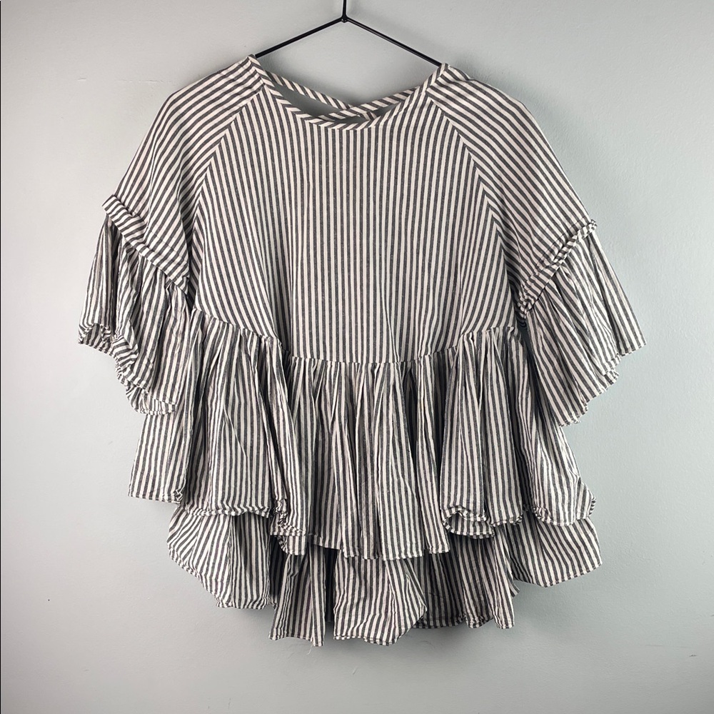 Gabriella James Striped Ruffle Women's Top Size S